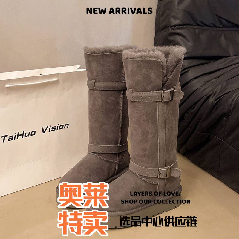 晋江雅望鞋业高筒可折翻两穿加厚保鞋中长靴女冬季新款皮毛一体雪