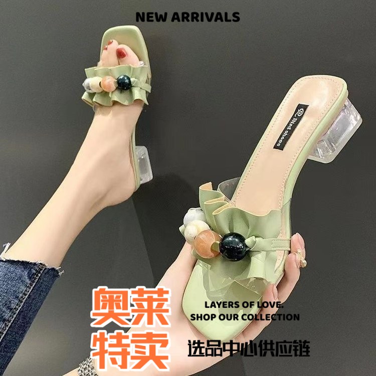 晋江合成鞋业夏季爆款新款外穿休闲凉拖鞋女百搭小高跟时尚小清新