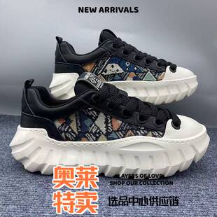 莆田华冠鞋业爆款时尚拼色休闲鞋夏季新款透气网布轻便厚底男鞋