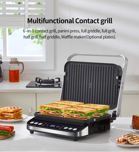 跨境牛排机电饼铛电煎锅电烧烤盘帕尼尼机华夫饼机Contact Grill
