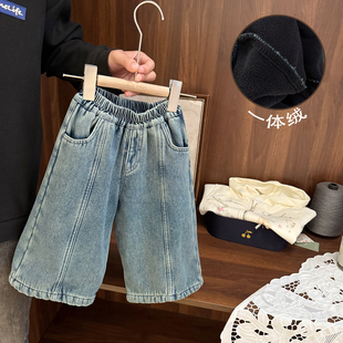 韩国儿童宝宝一体绒休闲裤 柔软新款 加绒加厚牛仔裤 品牌儿童牛仔裤