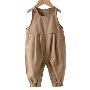 女宝背带裤春秋韩版婴儿连体裤按扣外穿小童裤子春装女宝宝休闲裤