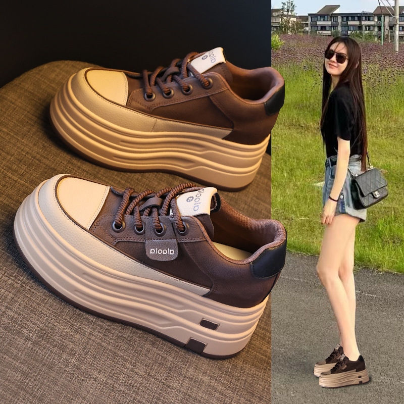 厚底休闲板鞋女2025年秋季新款松糕8cm时尚百搭运动休闲鞋舒适潮