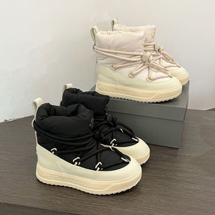 防水雨伞布女2025新款冬天滑雪运动靴防滑厚底增高雪地靴保暖女鞋