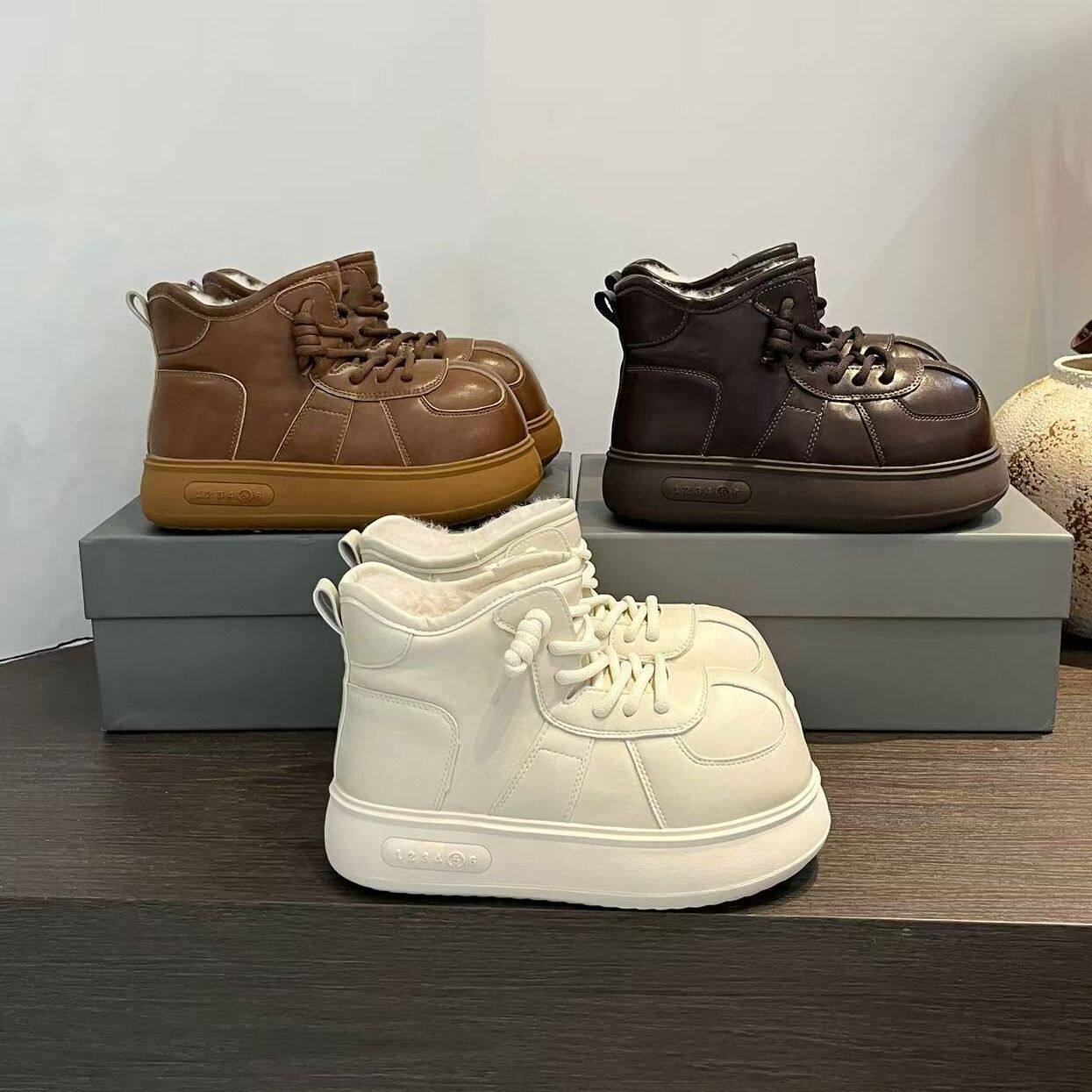 卡皮巴拉丑萌大头雪地靴女2025冬季新款真皮厚底加绒保暖防滑棉靴,女鞋,时尚雪地靴,淘宝优惠券,粉丝福利购,淘宝优惠卷