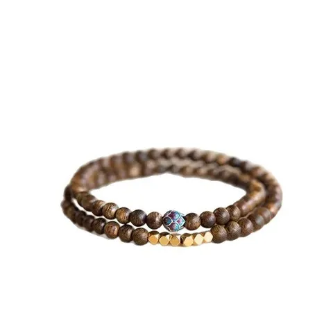 沉香手串叠戴双圈4mm安神助眠串珠檀木情绪稳定手链|diy