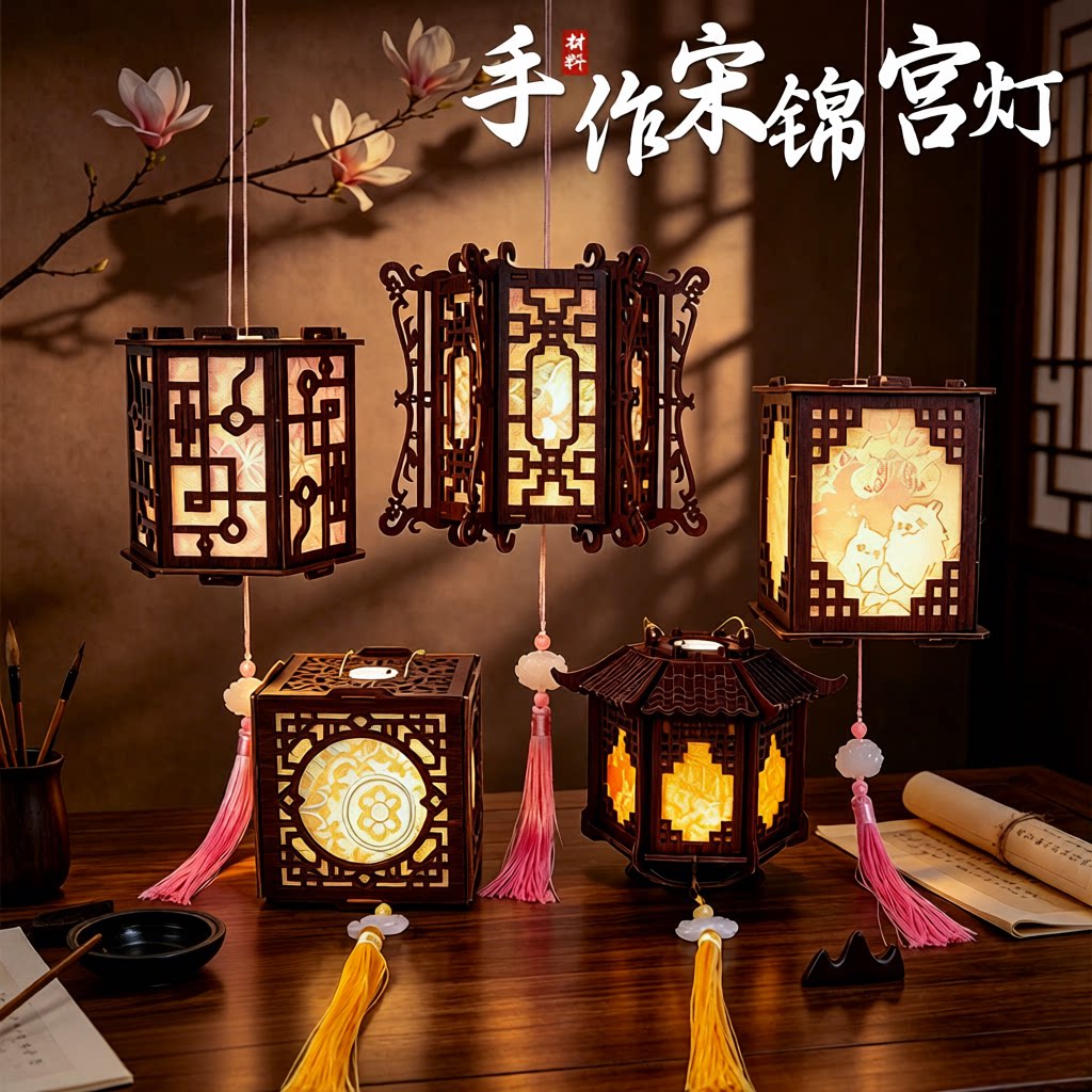 中秋节手工diy非遗宋锦灯笼