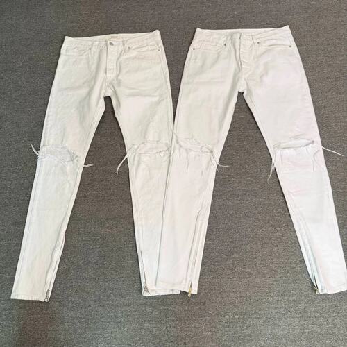 现货秒发！孩子王自主非fearofgod 4th白色破坏牛仔裤白牛