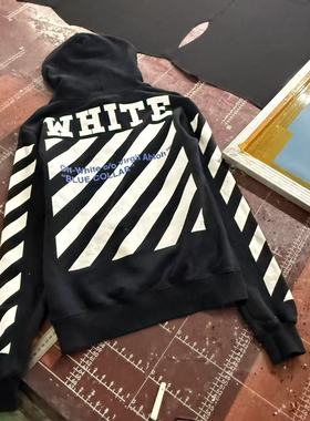 当天发出！hzw自主非Off-White 2025FW秋冬款蓝白条纹连帽卫衣