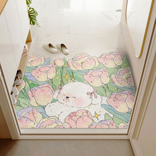 入户地垫郁金香丝圈门垫可裁剪进门脚垫子门口防滑地毯家用户外垫