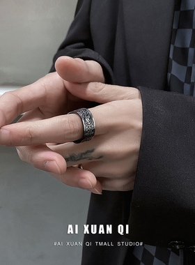 男生钛钢复古不掉色个性图腾戒指