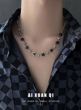 钛钢男水墨项链不掉色