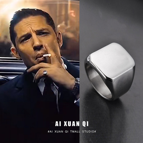 男生简约钛钢痞帅大戒指