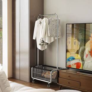 移动挂衣架落地门后一体收纳晾衣架家用衣帽架卧室房间衣服置物架