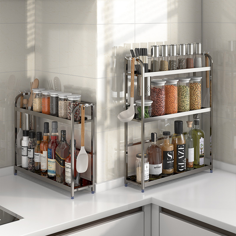 台面置物架不锈钢桌面3层防锈调料架小型窄小收纳架橱柜双层置物,厨房/烹饪用具,调料置物架,淘宝优惠券,粉丝福利购,淘宝优惠卷