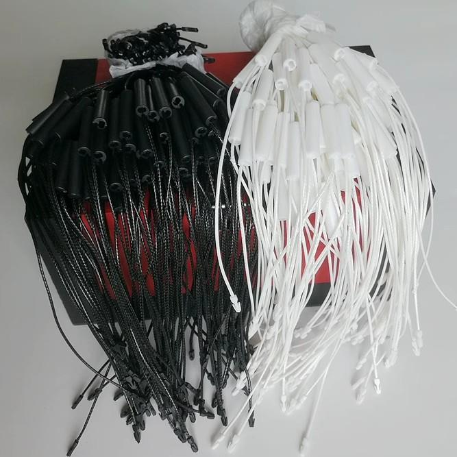 高档无字圆柱形通用吊粒 服饰挂绳 吊牌线 黑色蜡绳双头吊牌绳