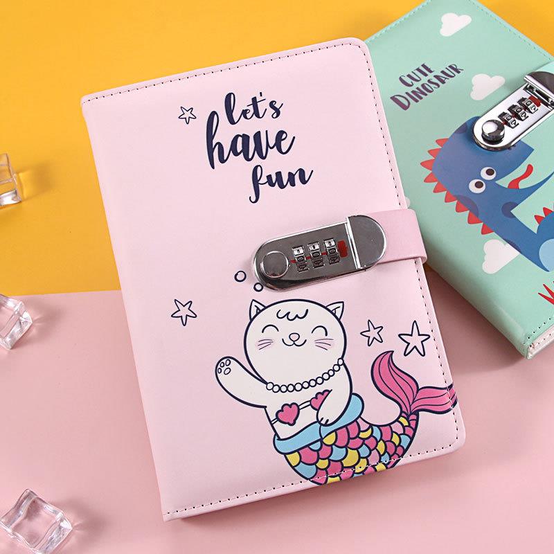 博耀儿童密码本小学生公主可爱少女精致带密码锁的笔记本子日记本