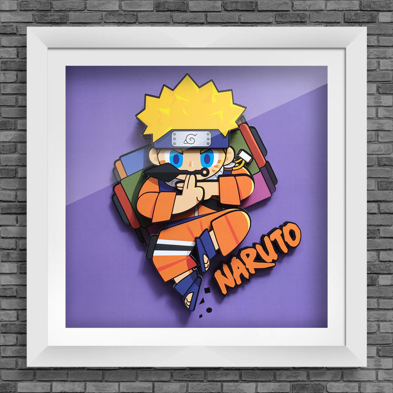火影忍者鸣人现代动漫3d立体装饰画挂墙画壁画卡通q版儿童房画框