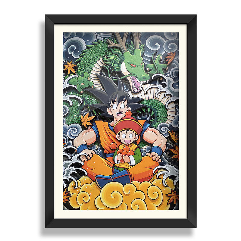 七龙珠z超级赛亚人孙悟空动漫3d画立体装饰画框现代挂墙壁画海报