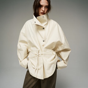 夹克 风衣外套系带蝙蝠袖 COMMEUNTISSU 立领棉感挺阔宽松衬衫