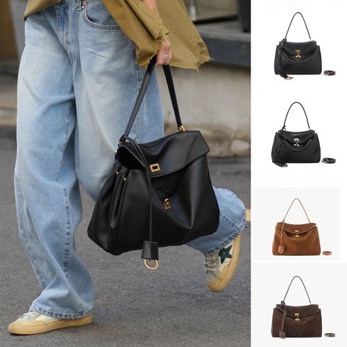 现货新款真皮托特包高级感锁扣腋下包单肩斜挎包凯莉包通勤女包包