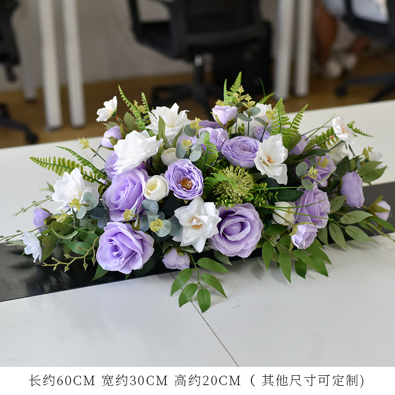 高档商务办公室长条会议桌假花摆设酒店餐桌花摆件台花摆花仿真花