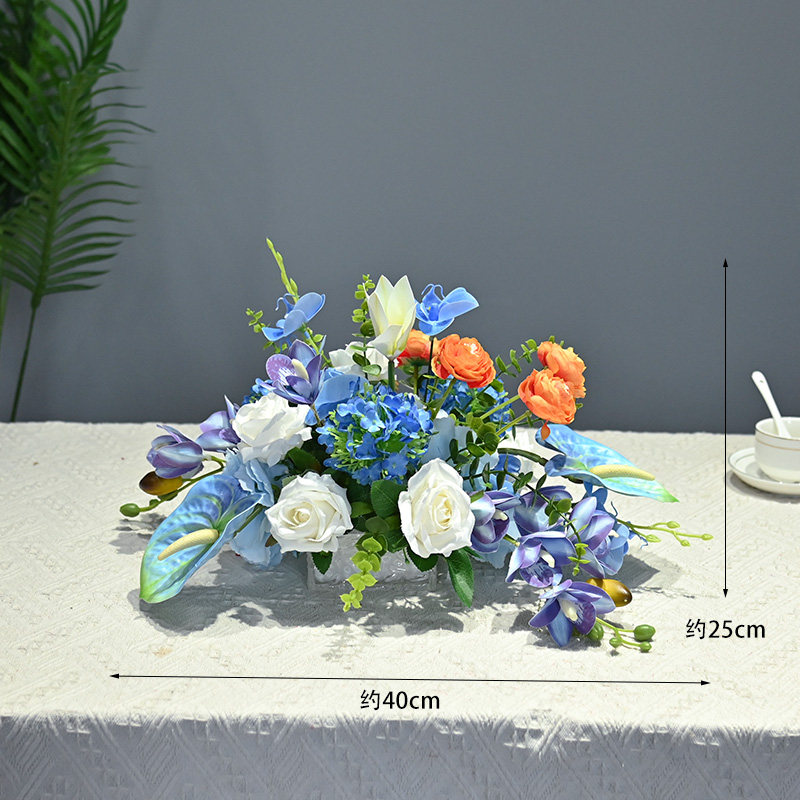 森系餐桌花仿真花摆件商务活动客厅茶几桌面装饰花艺售楼部4S摆花
