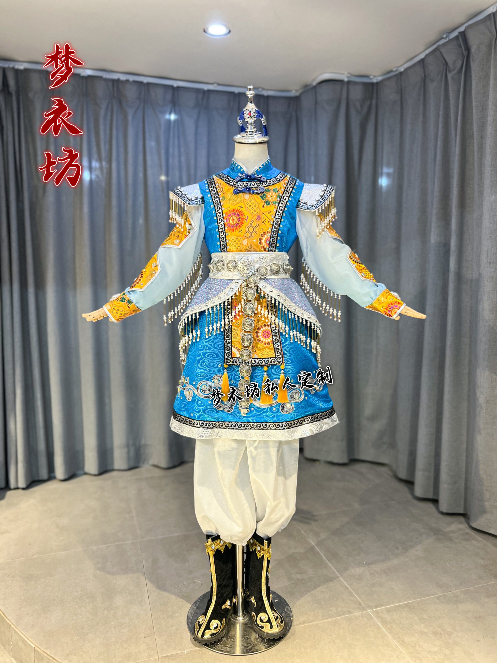 快乐阳光演出服《钢嘎哈拉黑骏马》男童蒙古族藏族宝蓝民族服