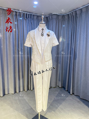 男童六一主持人燕尾唱歌模特走秀礼服演出服原创设计短袖西装套