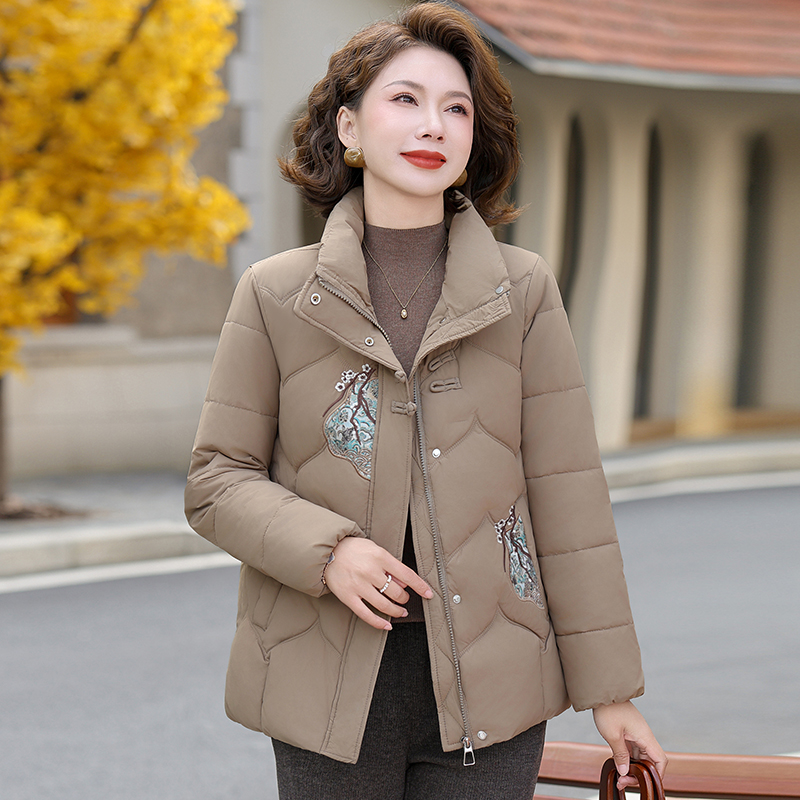 妈妈冬季加绒加厚保暖棉衣外套