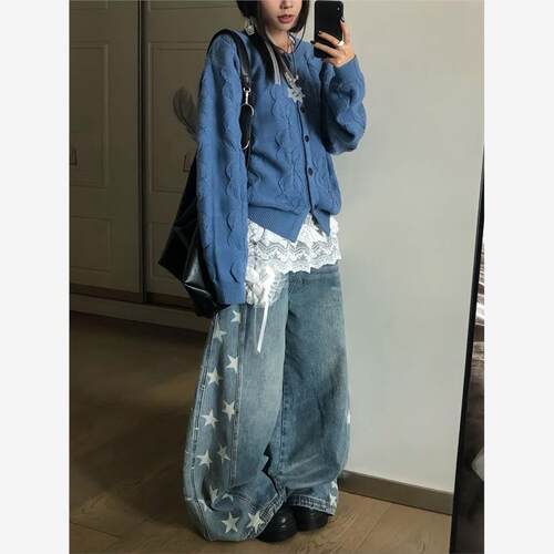 美式复古侧边分割星星弯