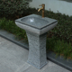天然石头洗手台盆户外庭院水池立柱式 大理石室外 洗脸盆一体落地式
