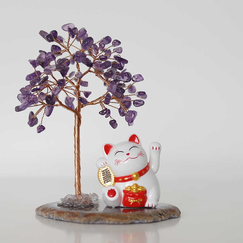 diy招财摆件天然紫水晶发财树
