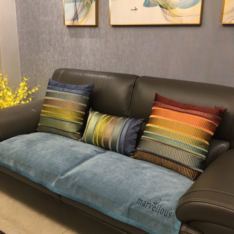 现代美式轻奢样板房客厅沙发抱枕高端渐变色刺绣靠垫靠枕套可定i.