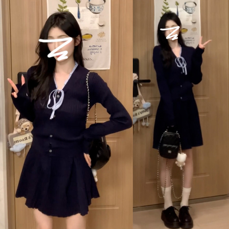 学院风气质春日少女穿搭套装2025新款开春季法式独特漂亮a字短裙