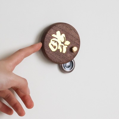 胡桃木猫眼遮挡盖磁吸装饰盖子入户防盗门后镜孔洞遮挡堵孔器创意