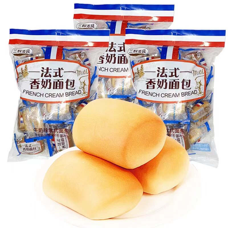 三辉麦风 法式香奶面包 牛奶味软式300g/袋早餐休闲零食 包邮