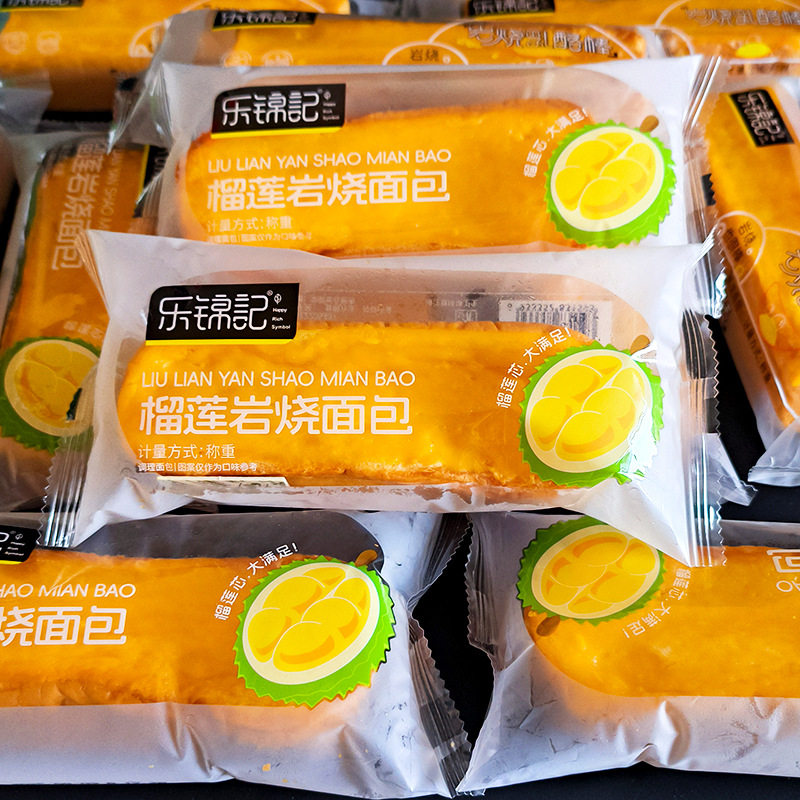 乐锦记岩烧乳酪500g榴莲岩烧面包夹心整箱手撕棒早餐休闲糕点零食