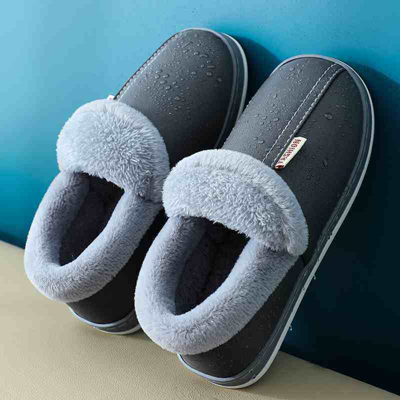 棉拖鞋男士秋冬季PU皮室内家居用棉鞋防水保暖厚底包跟情侣女家用,女鞋,包头拖,淘宝优惠券,粉丝福利购,淘宝优惠卷