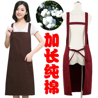 广告围裙定制logo印字纯棉韩版时尚围裙女印图奶茶咖啡厨房工作服