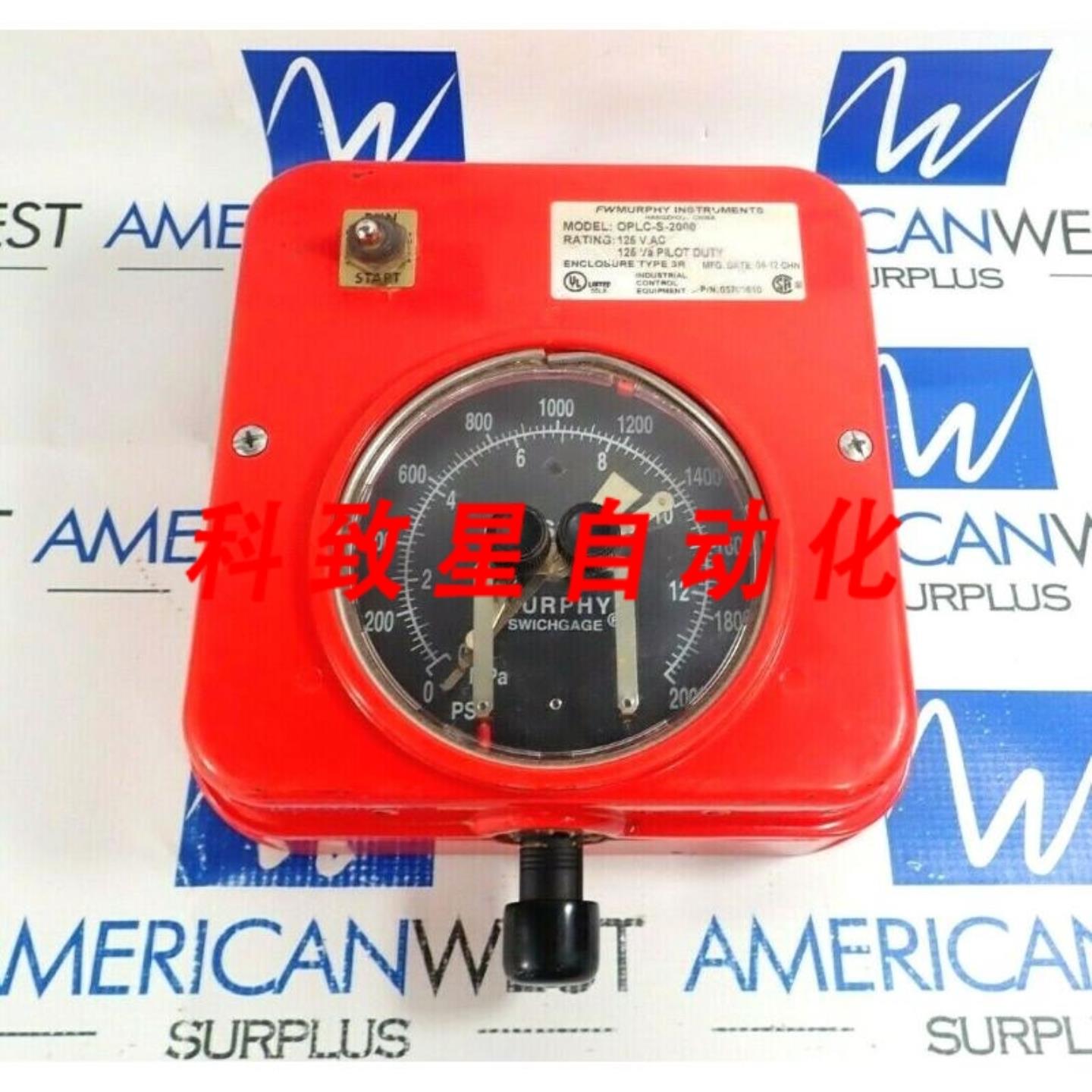 工业配件MURPHY OPLC-S-2000防爆压力开关表 2000 PSI