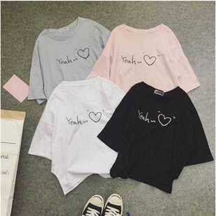 短袖t恤女2019夏季新款宽松韩版潮学生百搭上衣服原宿bf半袖体恤