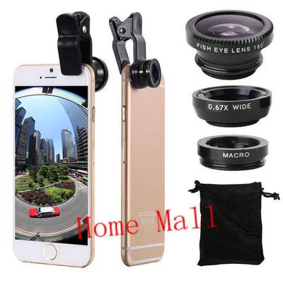 Wide Angle Macro Fisheye Lens Kit with Clip 0.67x for iphone