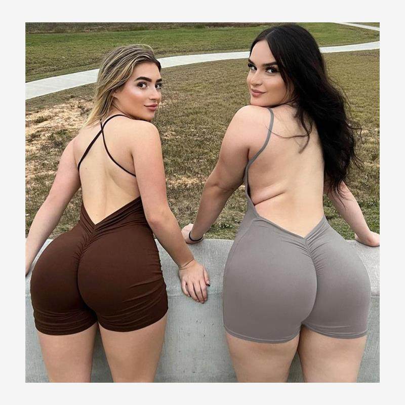 欧美修身连体衣裤短裤女