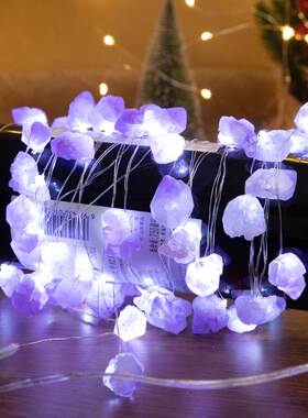 Natural Amethyst Fairy Lights Crystal String Lights Raw