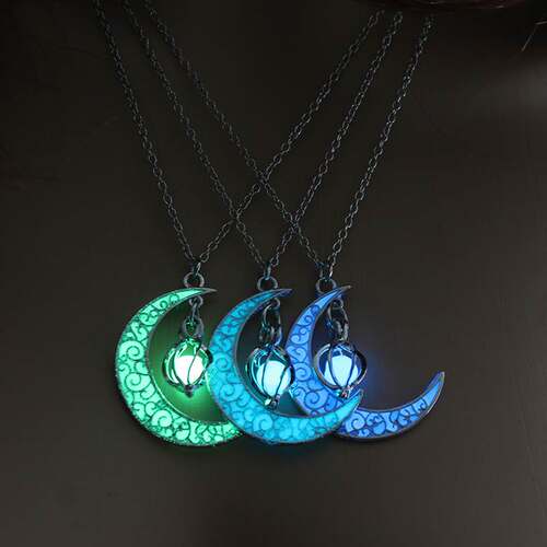 2019 Moon Glowing Necklace Gem Charm Jewelry Silver Plated