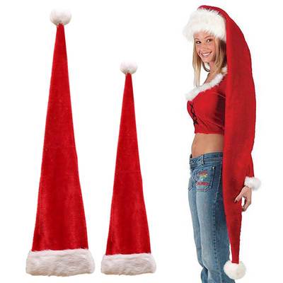 Adult Children Long Christmas Hat for Plush Santa Claus Cap