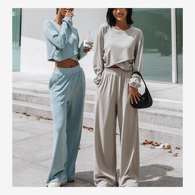 欧美运动服卫衣2件套装女