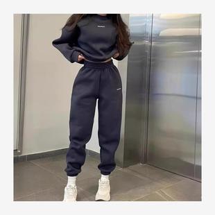 欧美休闲运动卫衣裤套装女 Pullover Pants Set Tracksuit Women