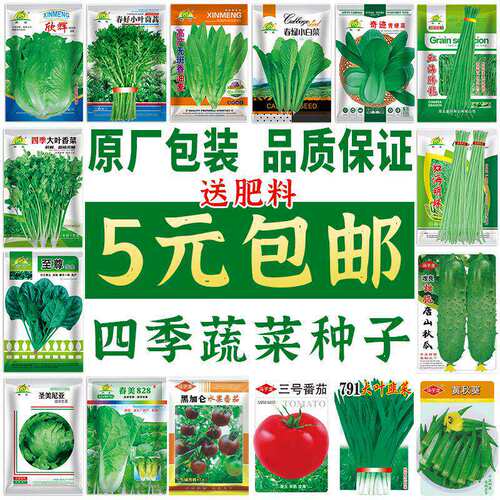 A complete collection of seasonal vegetable seeds, potted p